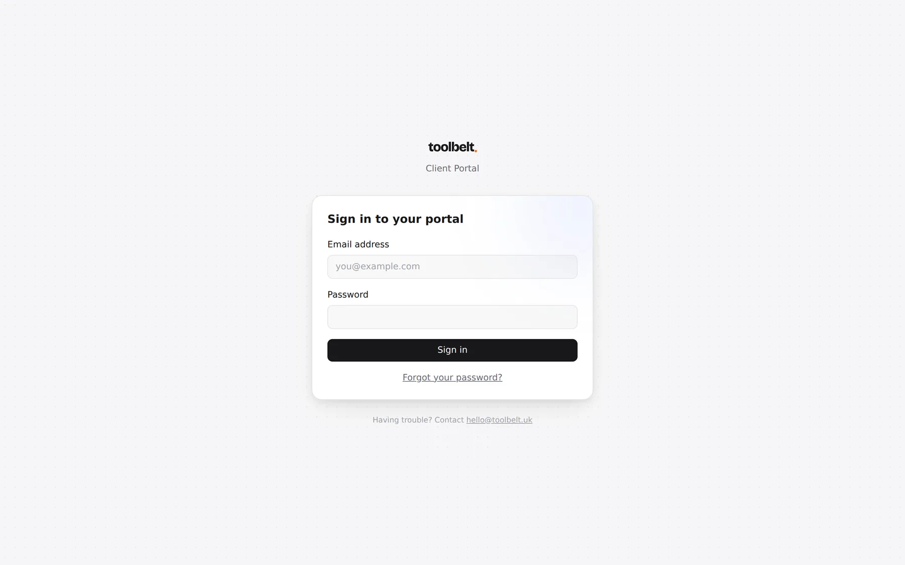 The portal sign-in screen